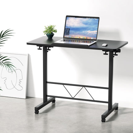 Artiss Laptop Desk Table Height Adjustable Wooden Bed Side Tables 80CM Black.