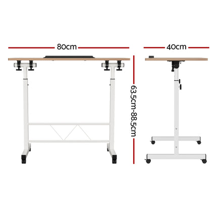 Artiss Laptop Desk Table Adjustable 80CM Light Wood.
