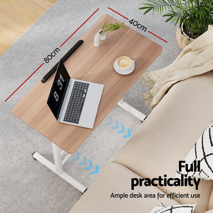 Artiss Laptop Desk Table Adjustable 80CM Light Wood.