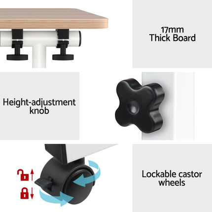 Artiss Laptop Desk Table Adjustable 80CM Light Wood.