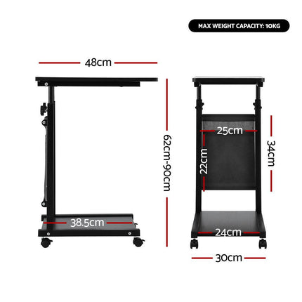 Artiss Laptop Desk Height Adjustable Mobile Workstation Computer Desks 48CM Black.