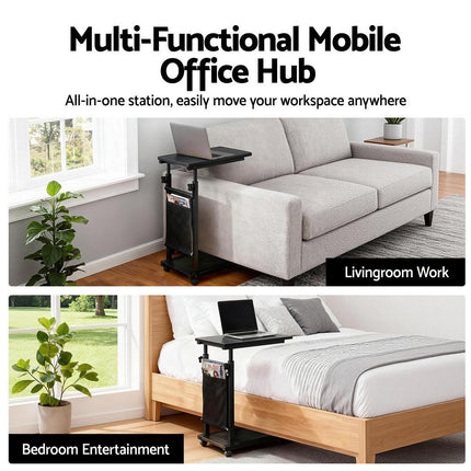 Artiss Laptop Desk Height Adjustable Mobile Workstation Computer Desks 48CM Black.