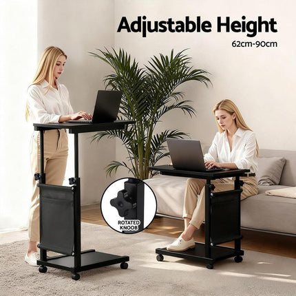Artiss Laptop Desk Height Adjustable Mobile Workstation Computer Desks 48CM Black.