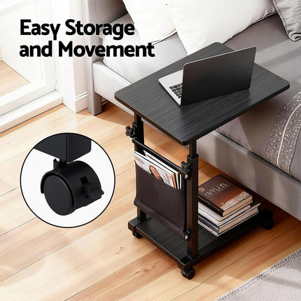 Artiss Laptop Desk Height Adjustable Mobile Workstation Computer Desks 48CM Black.
