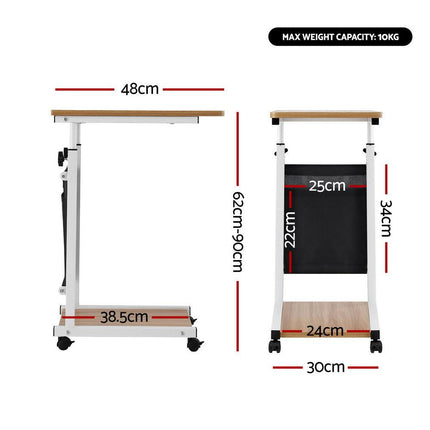 Artiss Laptop Desk Height Adjustable Mobile Workstation Computer Desks 48CM Oak.