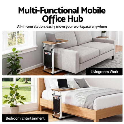 Artiss Laptop Desk Height Adjustable Mobile Workstation Computer Desks 48CM Oak.