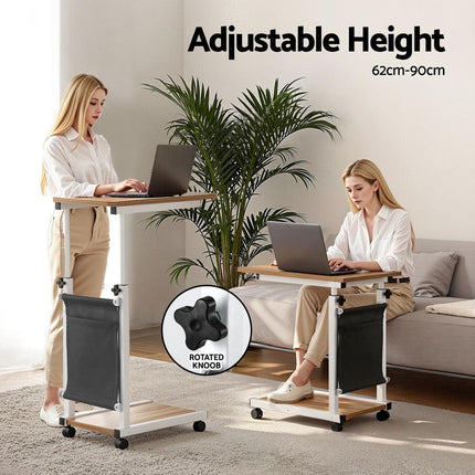 Artiss Laptop Desk Height Adjustable Mobile Workstation Computer Desks 48CM Oak.
