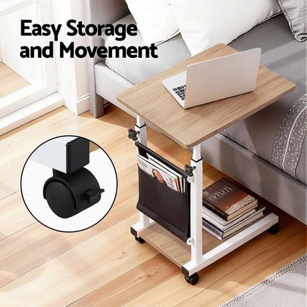 Artiss Laptop Desk Height Adjustable Mobile Workstation Computer Desks 48CM Oak.