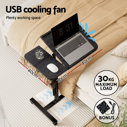 Artiss Laptop Desk Table Fan Cooling Black 60CM.