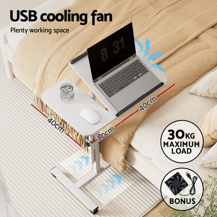 Artiss Laptop Desk Table Fan Cooling White 60CM.