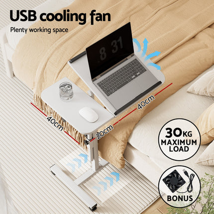 Artiss Laptop Desk Table Fan Cooling White 60CM.