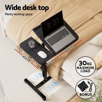 Artiss Laptop Desk Table Fan Cooling Black 60CM.