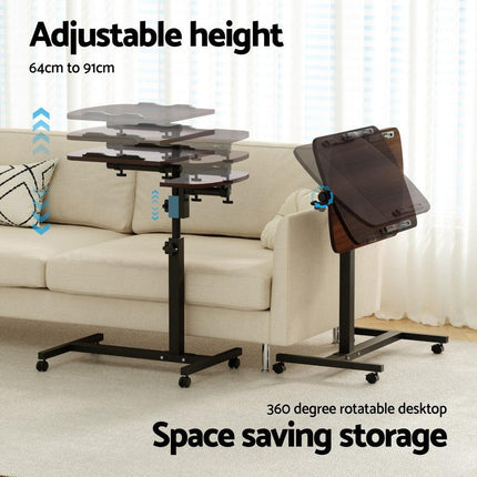 Artiss Laptop Desk Table Fan Cooling Walnut 60CM.