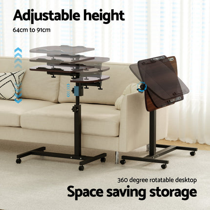 Artiss Laptop Desk Table Fan Cooling Walnut 60CM.