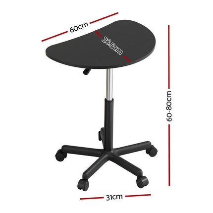 Artiss Laptop Desk Table Height Adjustable Wooden Bed Side Tables 80CM Black.