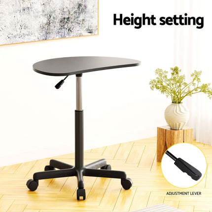 Artiss Laptop Desk Table Height Adjustable Wooden Bed Side Tables 80CM Black.