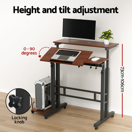 Artiss Laptop Desk Table Adjustable Dark Wood 80CM.