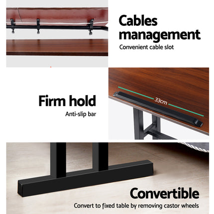 Artiss Laptop Desk Table Adjustable Dark Wood 80CM.