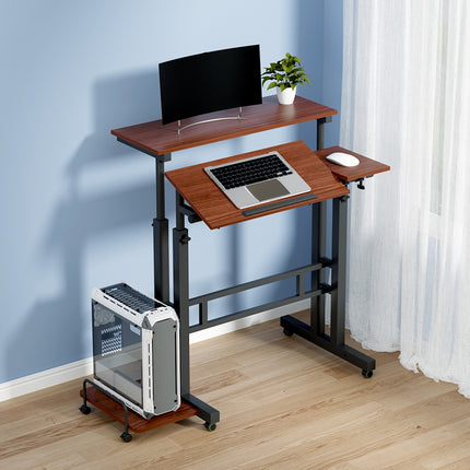 Artiss Laptop Desk Table Adjustable Dark Wood 80CM.