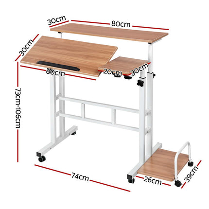 Artiss Laptop Desk Table Adjustable Light Wood 80CM.