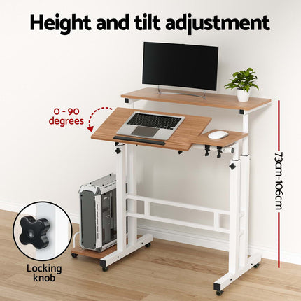 Artiss Laptop Desk Table Adjustable Light Wood 80CM.