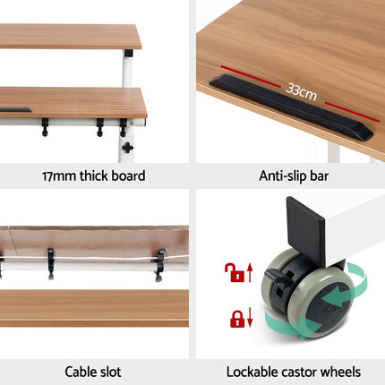 Artiss Laptop Desk Table Adjustable Light Wood 80CM.