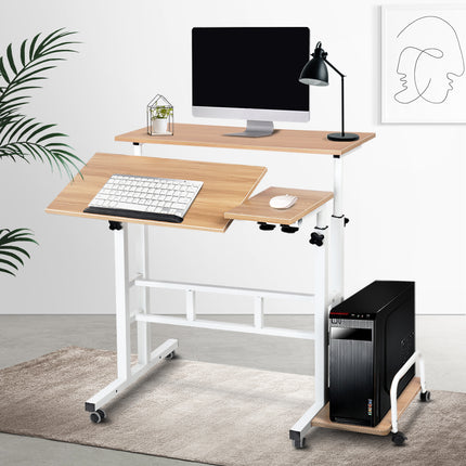 Artiss Laptop Desk Table Adjustable Light Wood 80CM.