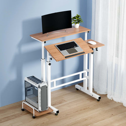 Artiss Laptop Desk Table Adjustable Light Wood 80CM.