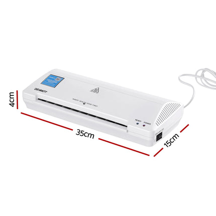 Devanti A4 Laminator Machine, Hot & Cold Thermal Fast Lamination Anti-Jam Laminator for Office School Home Document Photo Card Handmade A4 A5 A6, White.
