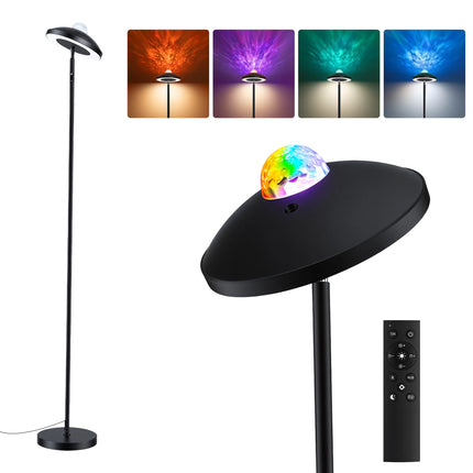 Artiss 2-in-1 LED Floor Lamp with Galaxy Projector &Remote, 178cm Tall Torchiere Standing Light with Dynamic RGB Aurora Stepless 4 Colour Temperatures, 1H Timer for Living Room, Bedroom Kids Room.