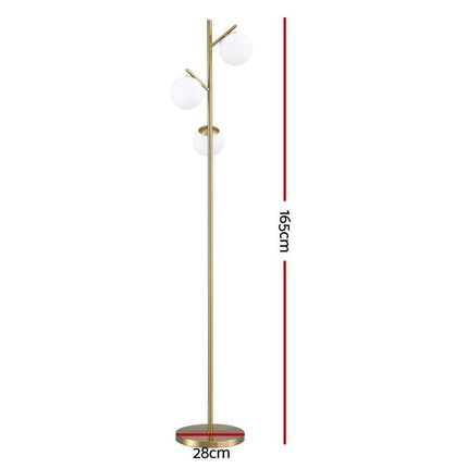 Artiss 3-Light Tree Floor Lamp 165cm Tall Standing Light with Sphere Glass Shades for Modern Homes.