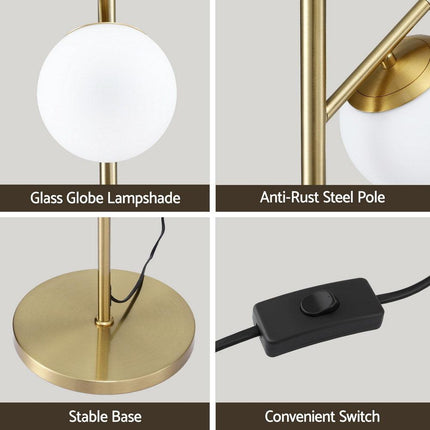 Artiss 3-Light Tree Floor Lamp 165cm Tall Standing Light with Sphere Glass Shades for Modern Homes.