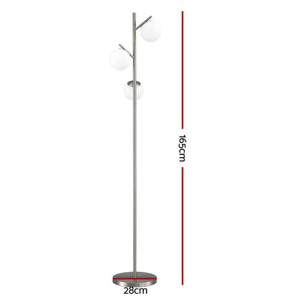 Artiss 3-Light Tree Floor Lamp 165cm Tall Standing Light with Sphere Glass Shades for Modern Homes.