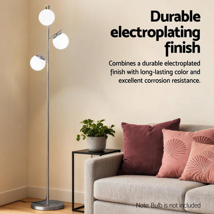 Artiss 3-Light Tree Floor Lamp 165cm Tall Standing Light with Sphere Glass Shades for Modern Homes.