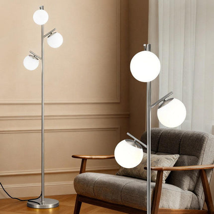 Artiss 3-Light Tree Floor Lamp 165cm Tall Standing Light with Sphere Glass Shades for Modern Homes.
