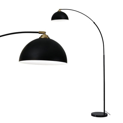 Artiss Modern Arched Floor Lamp Black Standing Heavy-Duty Marble Base for Living Room Bedroom.