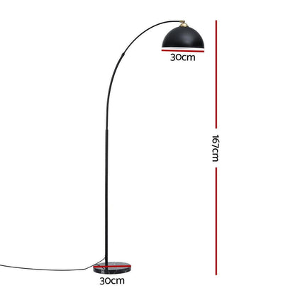 Artiss Modern Arched Floor Lamp Black Standing Heavy-Duty Marble Base for Living Room Bedroom.