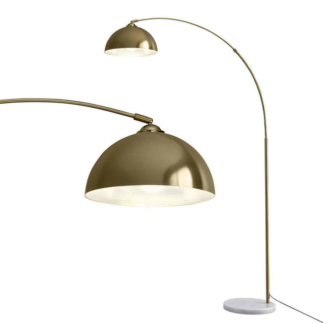 Artiss Modern Arched Floor Lamp Gold Brass Standing Heavy-Duty Marble Base for Living Room Bedroom.