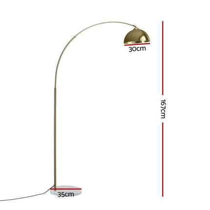 Artiss Modern Arched Floor Lamp Gold Brass Standing Heavy-Duty Marble Base for Living Room Bedroom.
