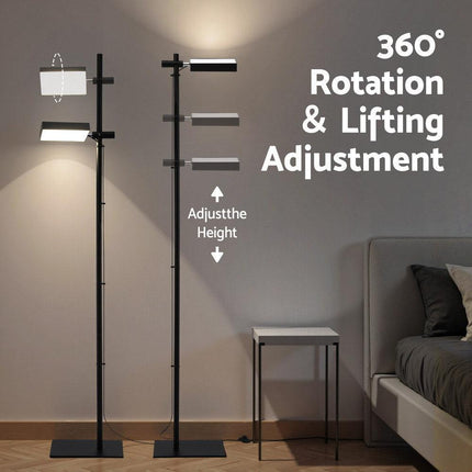 Artiss LED Floor Lamp, Modern Reading Lamp 360~ Rotating Adjustable Light Head,12W Standing Lamp for Living Room, Bedroom Office.