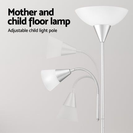 Artiss Floor Lamp Mother and Child Modern Home Living Room Office Reading Silver.