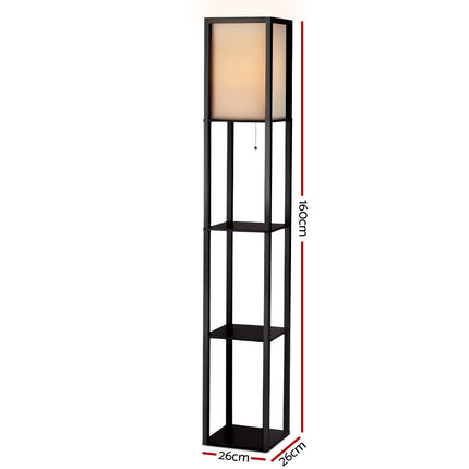 Artiss Floor Lamp 3 Tier Shelf Shelf Storage LED Light Stand Home Room Vintage Black.