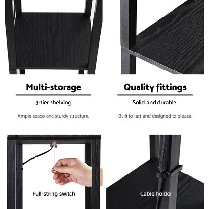 Artiss Floor Lamp 3 Tier Shelf Storage LED Light Stand Home Room Pattern Black.
