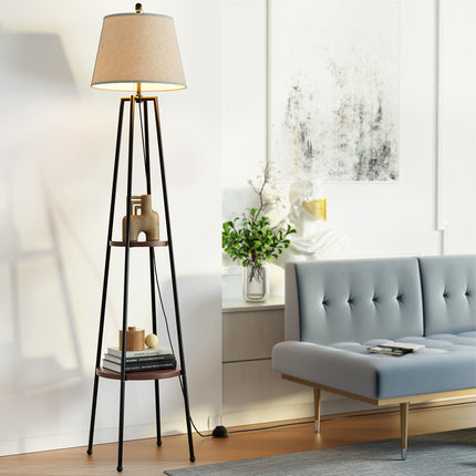 Artiss Floor Lamp 2 Tier Shelf Storage LED Light Stand Home Living Room Upright.