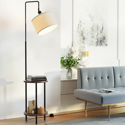 Artiss Floor Lamp 2 Tier Shelf Storage LED Light Stand Home Room Adjustable Head.