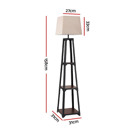 Artiss Floor Lamp 3 Tier Shelf Storage LED Light Stand Home Room Vintage White.