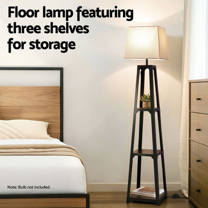 Artiss Floor Lamp 3 Tier Shelf Storage LED Light Stand Home Room Vintage White.