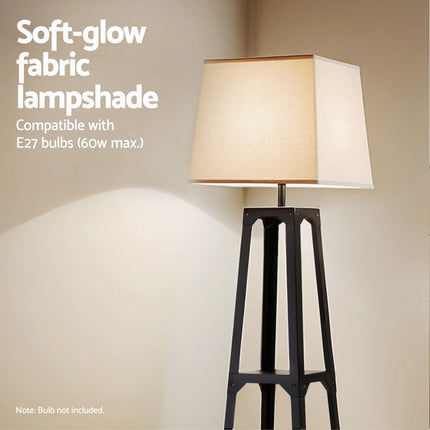 Artiss Floor Lamp 3 Tier Shelf Storage LED Light Stand Home Room Vintage White.