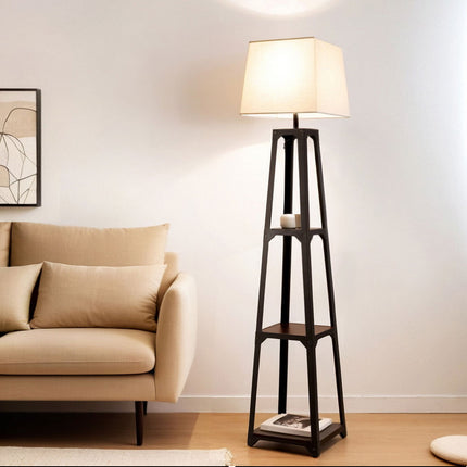 Artiss Floor Lamp 3 Tier Shelf Storage LED Light Stand Home Room Vintage White.