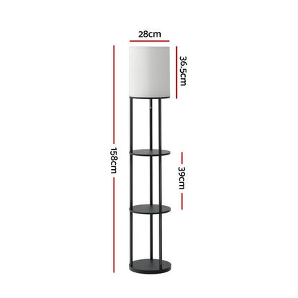Artiss Floor Lamp Light Stand Modern Home Living Room Office Reading Glass Shade Black.